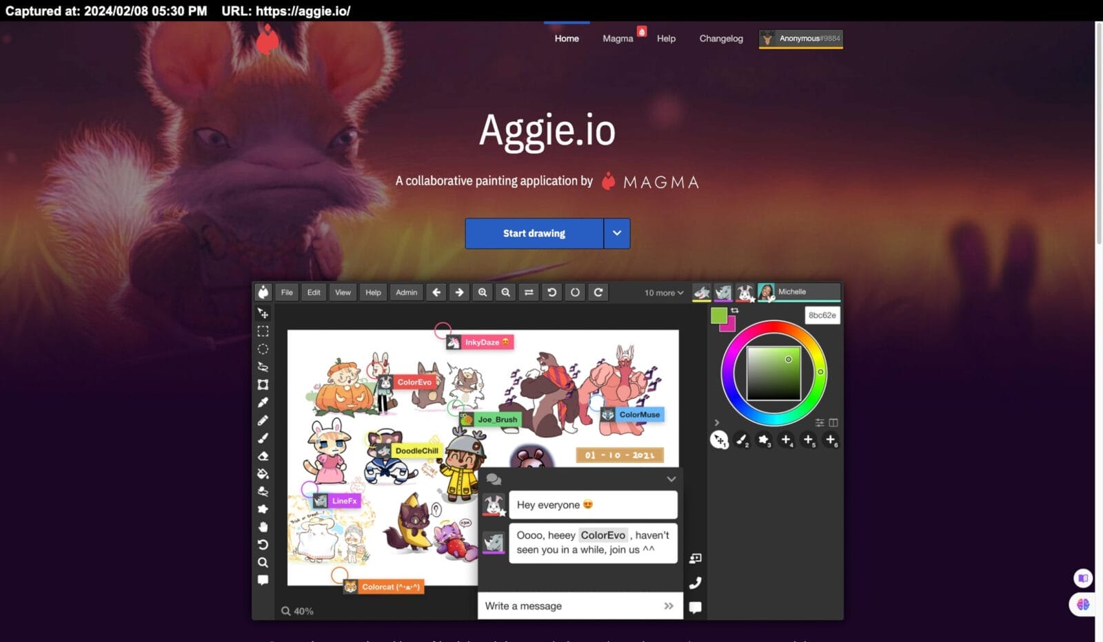 Aggie.io website homepage