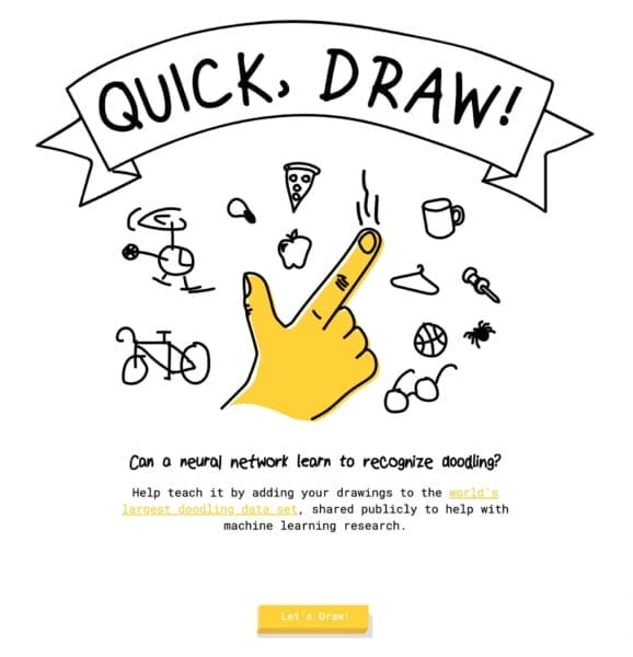 Quick draw Google website landing page